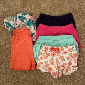 7 piece 18 month summer bundle  (5 shorts, 1 t-shirt, 1 onesie)
